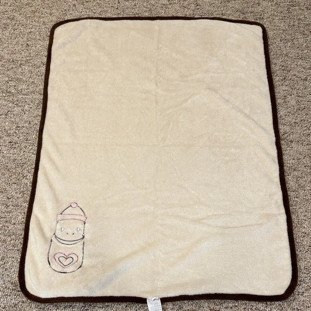 BabiesRUs Cream and Brown Monkey Throw